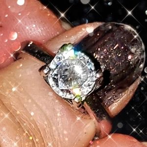 Moissanite and sterling ring. One beautiful, sparkling carat.